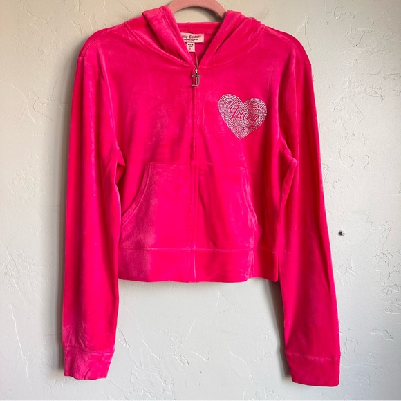 NWT‎ Juicy Couture Luxe Women Pink Velour Rhinestone Heart Track Set Size Large - Picture 4 of 15